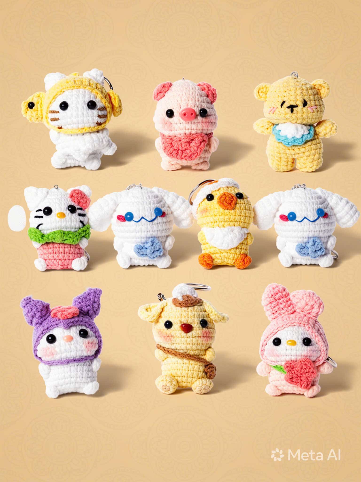 Ảnh 2 set móc khóa len handmade 10 mẫu mix