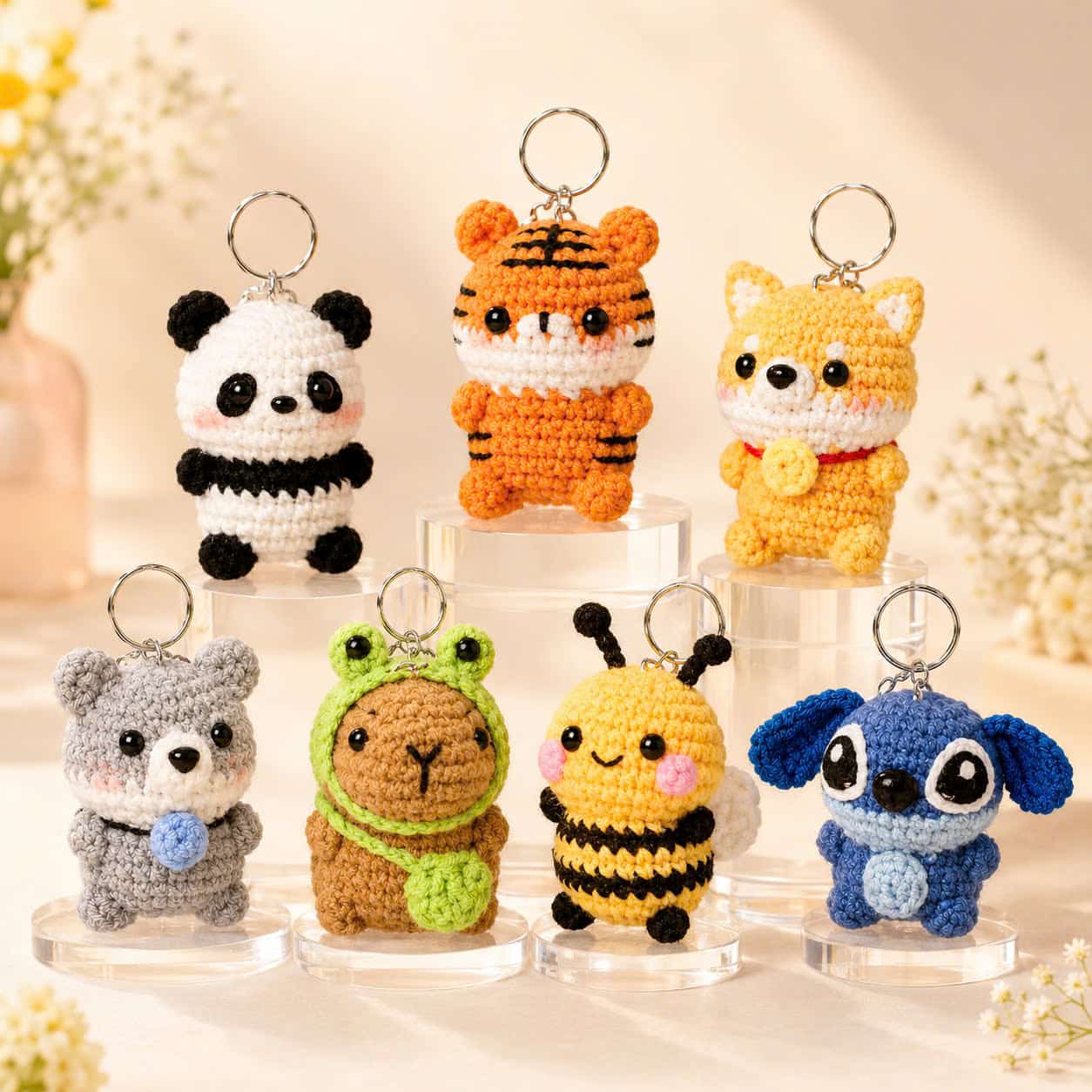 Ảnh 1 set móc khóa len handmade 6 mẫu quà tặng