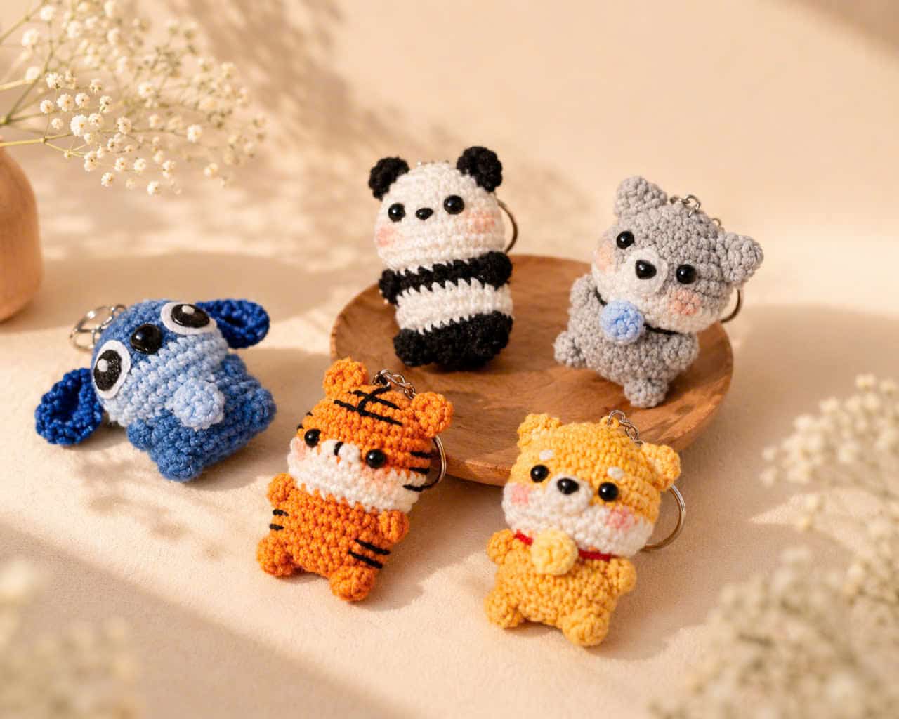 Ảnh 2 set móc khóa len handmade 6 mẫu quà tặng