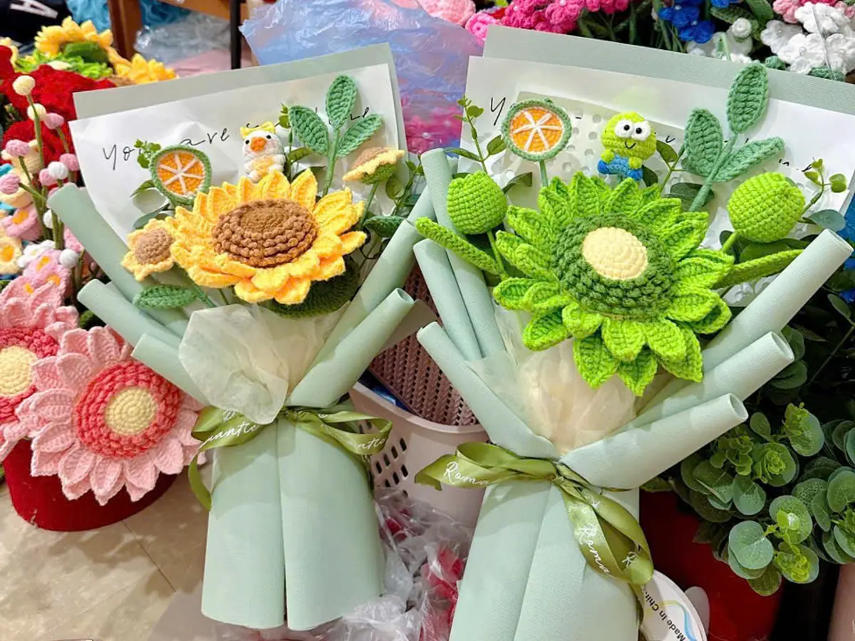 Bo hoa len handmade dung lam qua tang