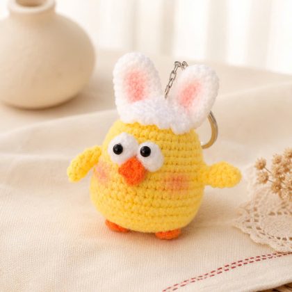 Móc khóa Gà Mắt Lồi handmade 8cm