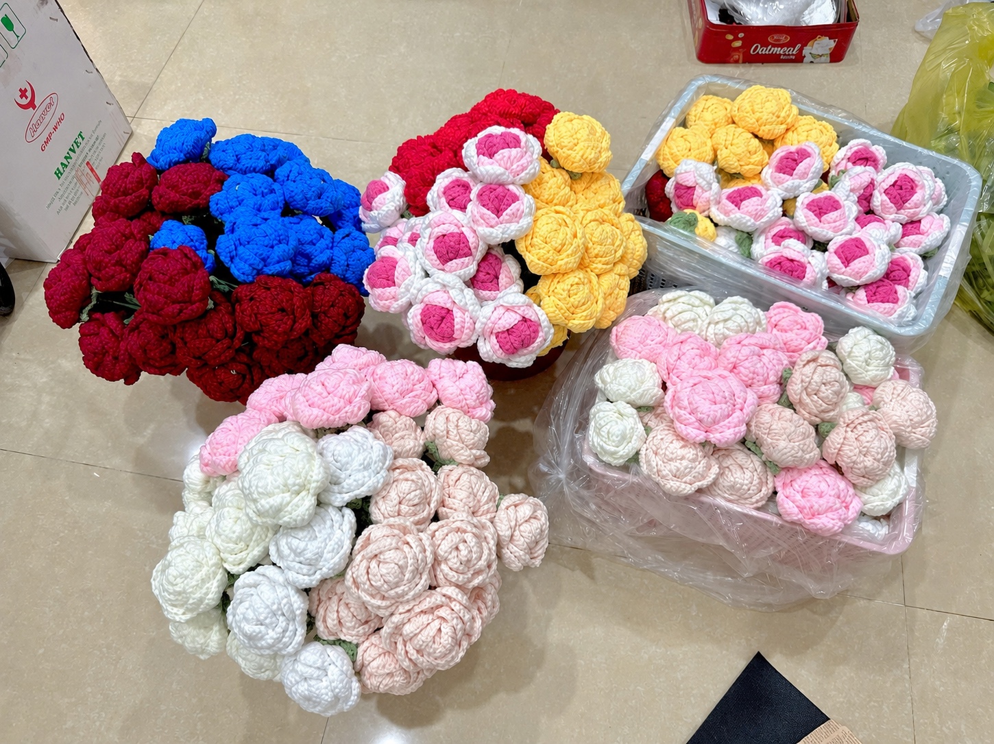Hoa An Đoàn len handmade nhiều màu ảnh thực tế Lyli Shop