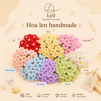 Hoa cúc len handmade 8 màu đỏ vàng hồng xanh tím trắng Lyli Shop