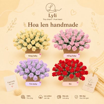 Hoa Hồng Baby len handmade Vàng baby Hồng baby Tím baby và Đỏ