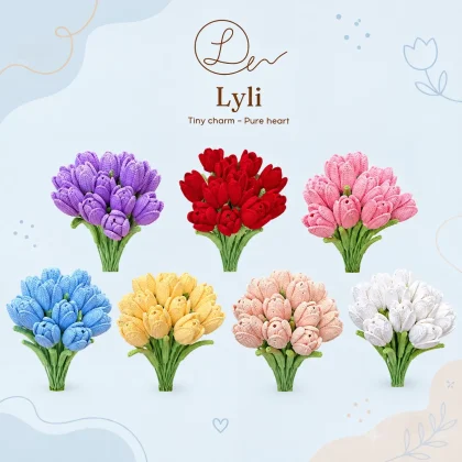 Ảnh minh họa hoa tulip len handmade 7 màu