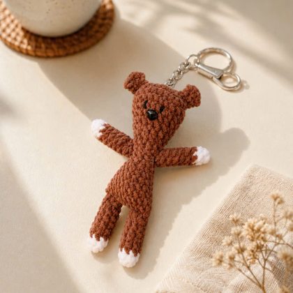 Móc khóa Gấu Teddy handmade màu nâu cà phê