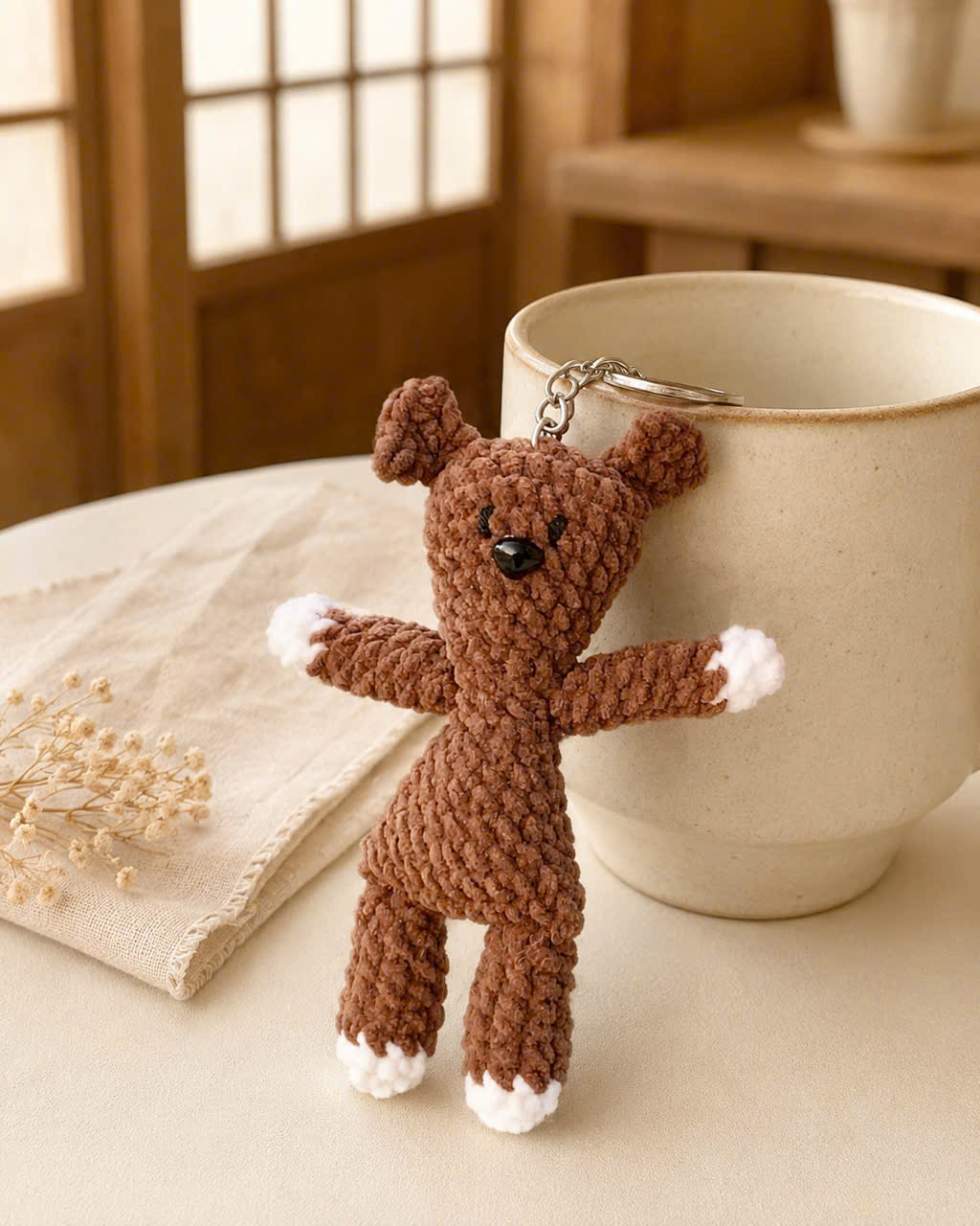 Móc khóa Gấu Teddy len handmade 12cm