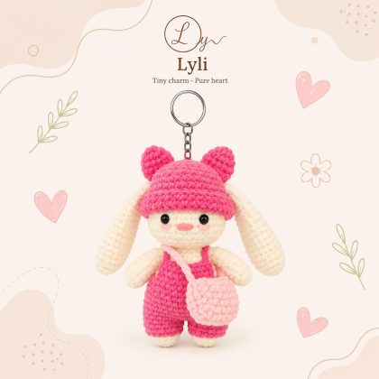 Móc khóa Thỏ Hồng len handmade 12cm